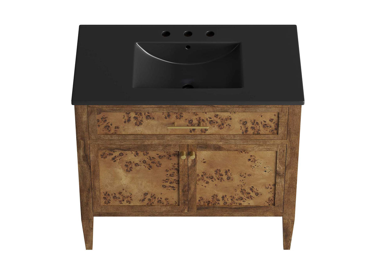 EEI-6450-BLK-BRN Elysian 36" Wood Bathroom Vanity By Modway