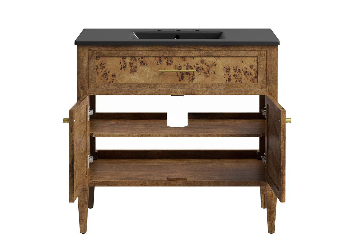 EEI-6450-BLK-BRN Elysian 36" Wood Bathroom Vanity By Modway