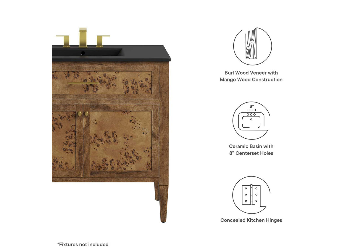 EEI-6450-BLK-BRN Elysian 36" Wood Bathroom Vanity By Modway