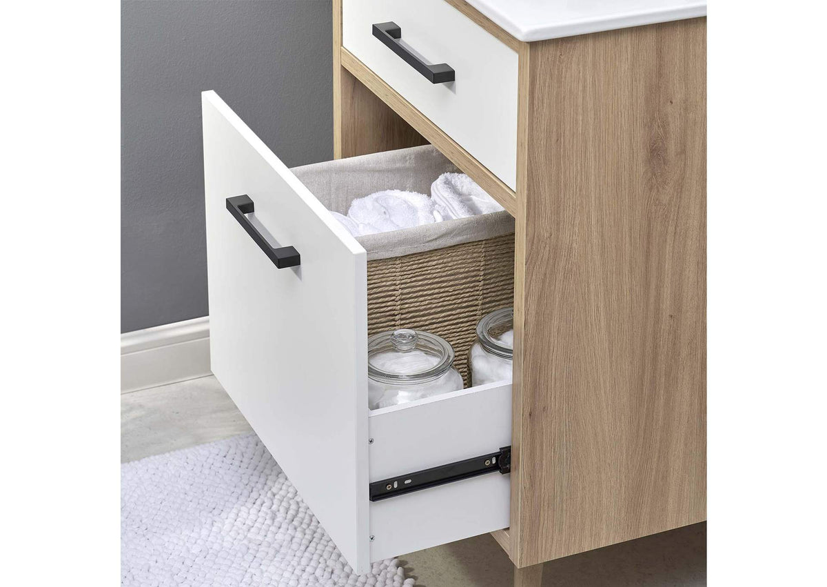 EEI-6498-WHI-OAK Maverick 24" Bathroom Vanity By Modway