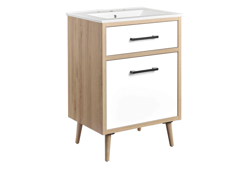 EEI-6498-WHI-OAK Maverick 24" Bathroom Vanity By Modway