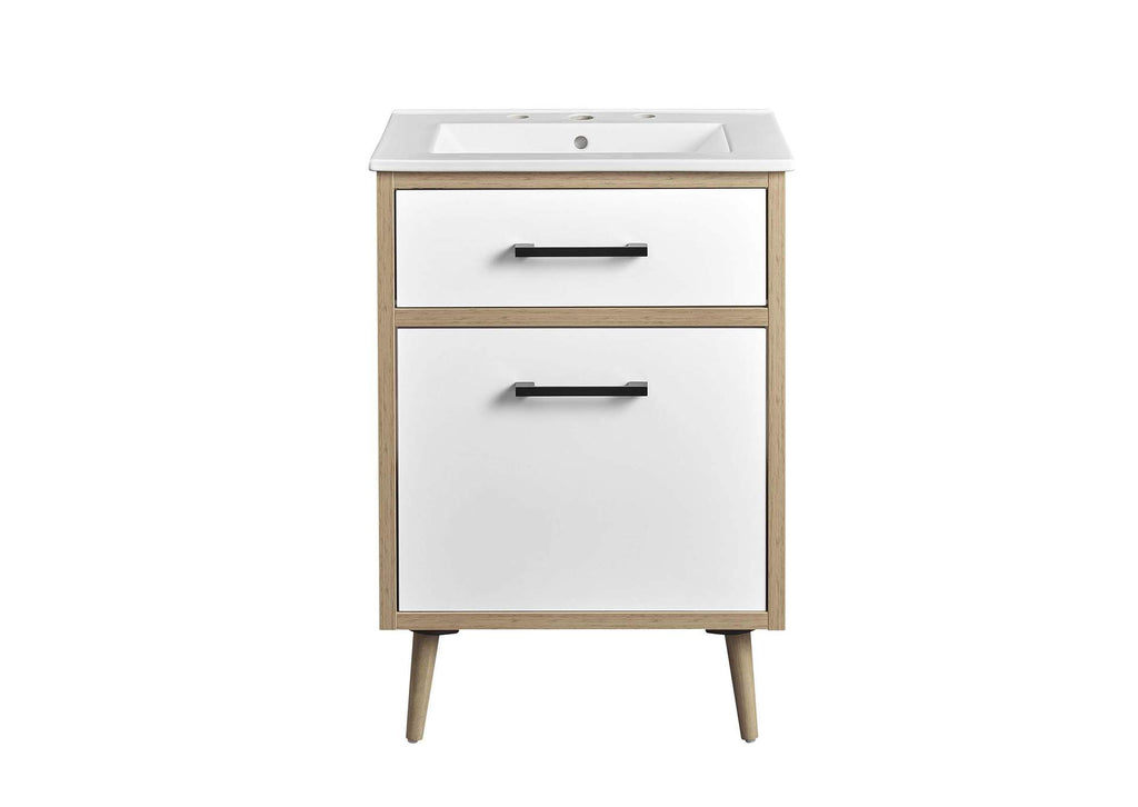 EEI-6498-WHI-OAK Maverick 24" Bathroom Vanity By Modway