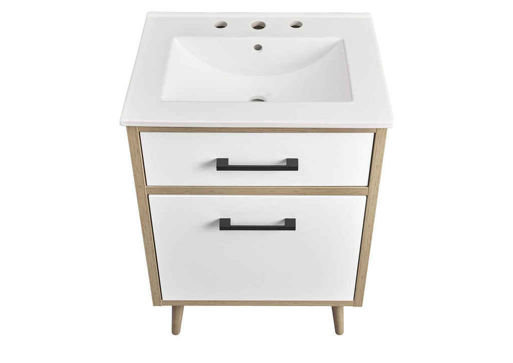 EEI-6498-WHI-OAK Maverick 24" Bathroom Vanity By Modway