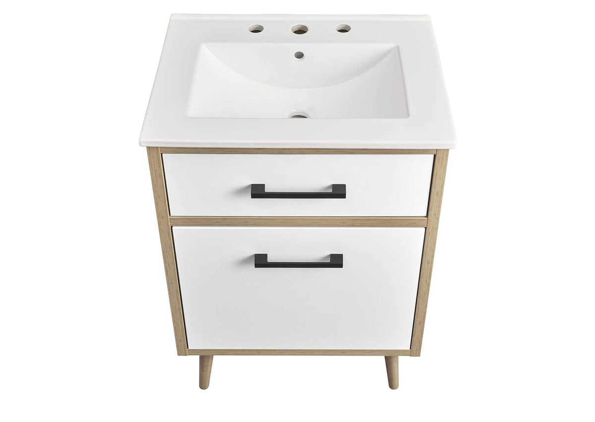 EEI-6498-WHI-OAK Maverick 24" Bathroom Vanity By Modway