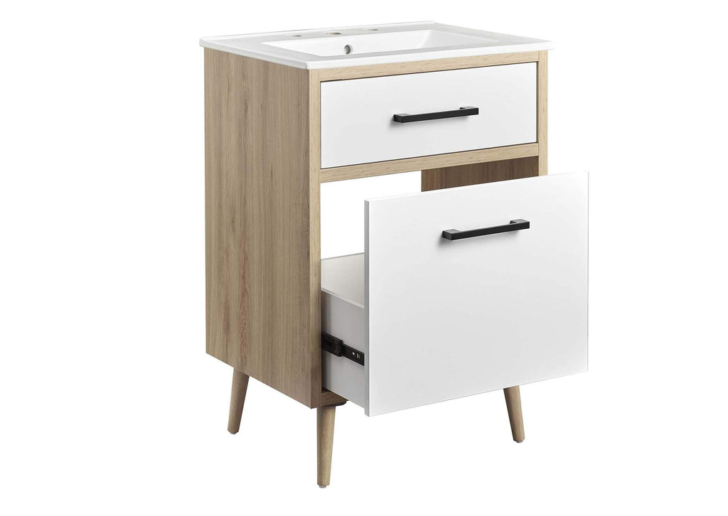 EEI-6498-WHI-OAK Maverick 24" Bathroom Vanity By Modway