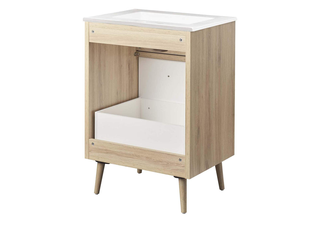 EEI-6498-WHI-OAK Maverick 24" Bathroom Vanity By Modway