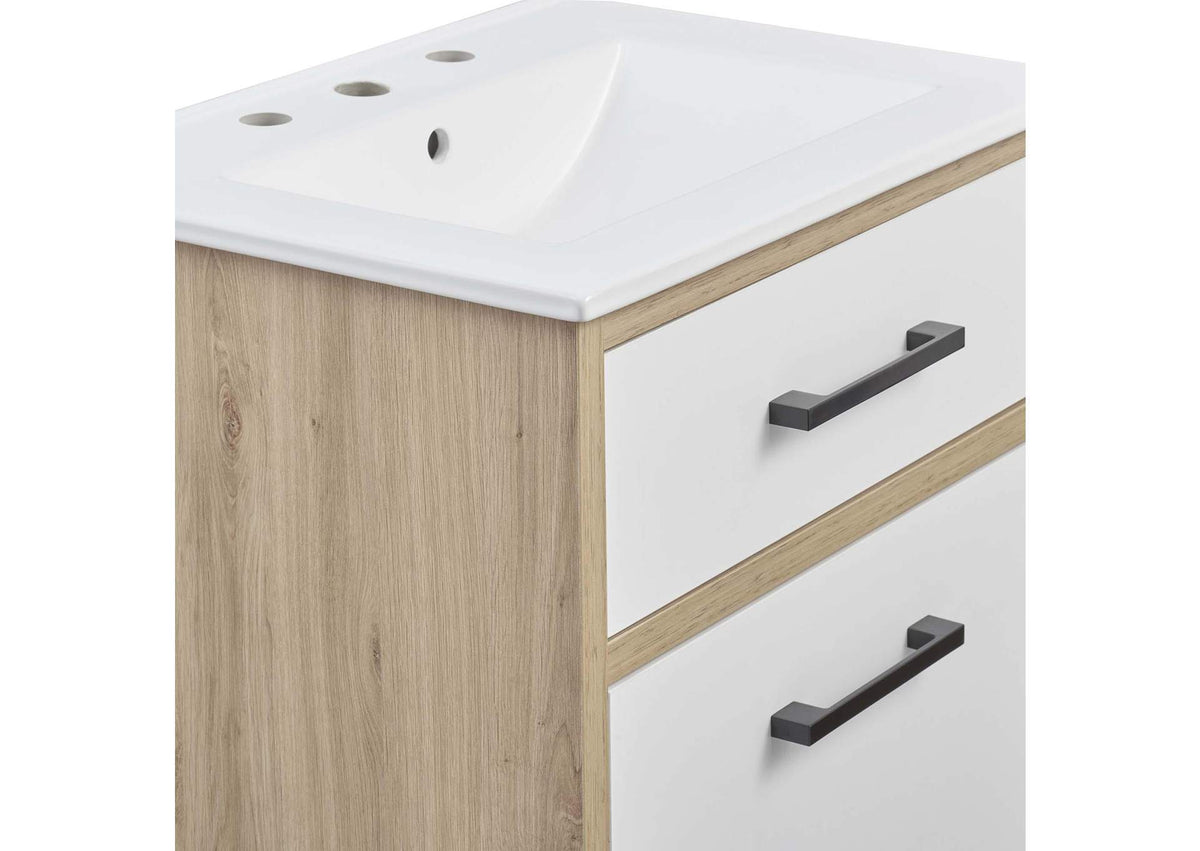EEI-6498-WHI-OAK Maverick 24" Bathroom Vanity By Modway