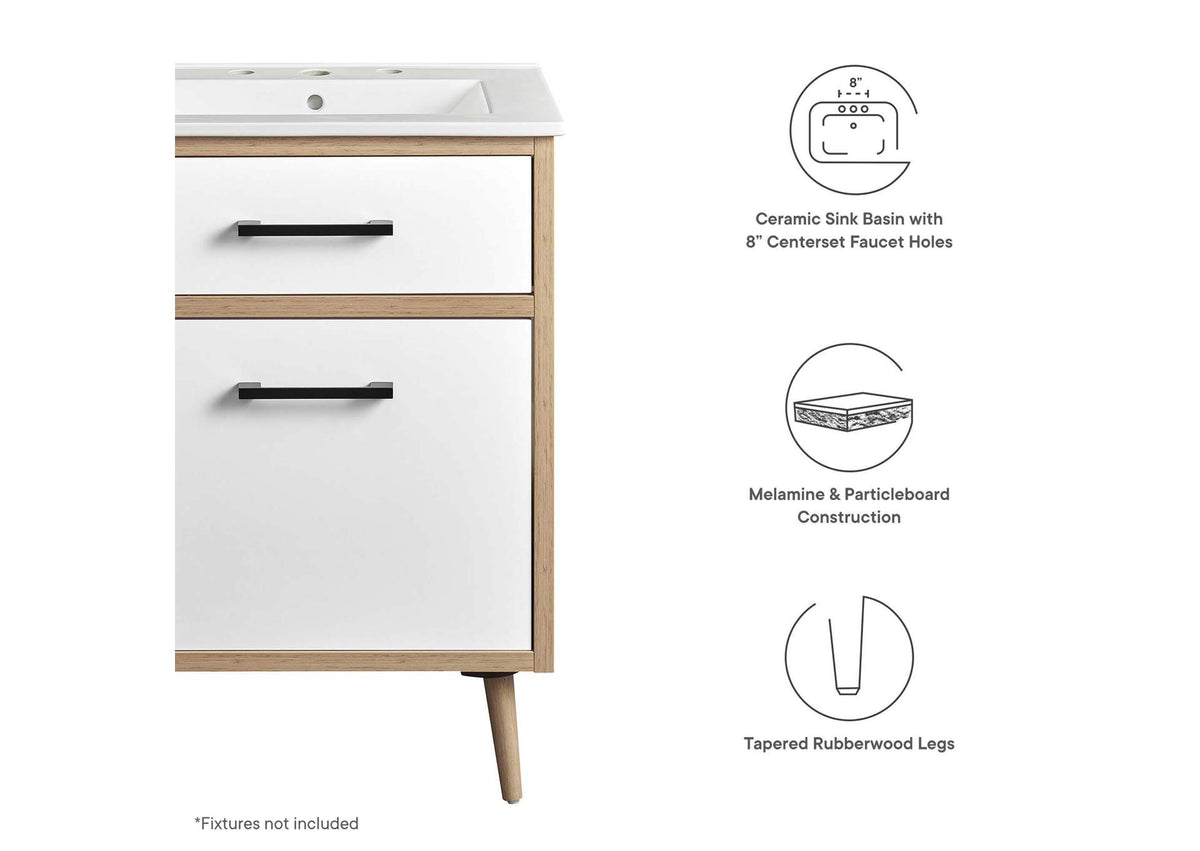 EEI-6498-WHI-OAK Maverick 24" Bathroom Vanity By Modway
