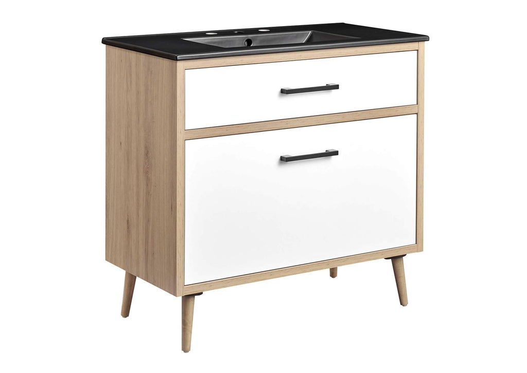 EEI-6501-BLK-OAK Maverick 36" Bathroom Vanity By Modway