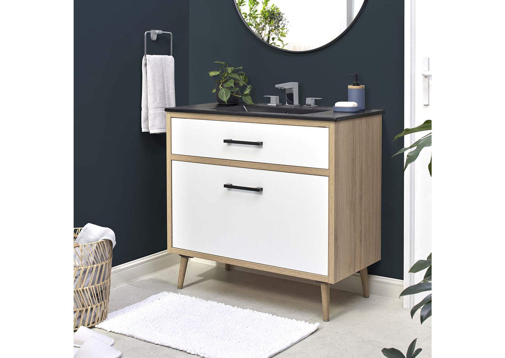 EEI-6501-BLK-OAK Maverick 36" Bathroom Vanity By Modway