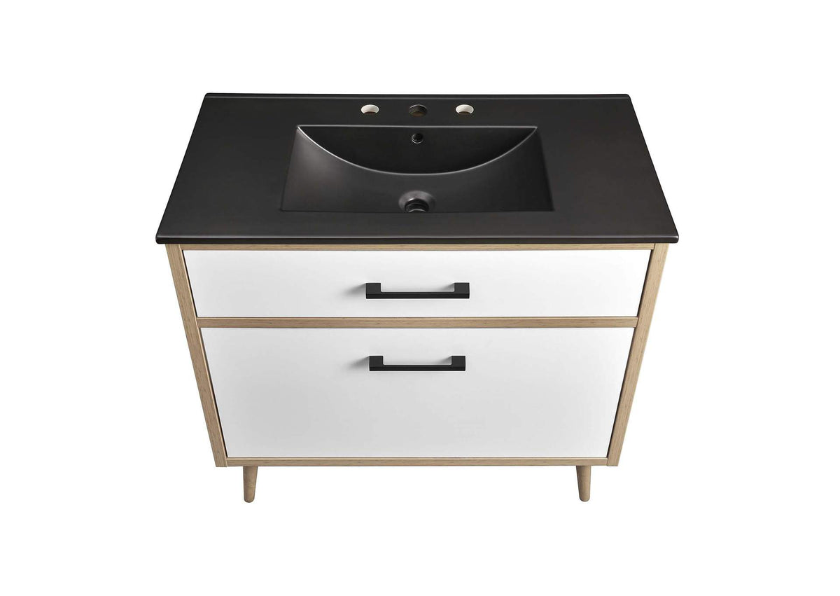 EEI-6501-BLK-OAK Maverick 36" Bathroom Vanity By Modway
