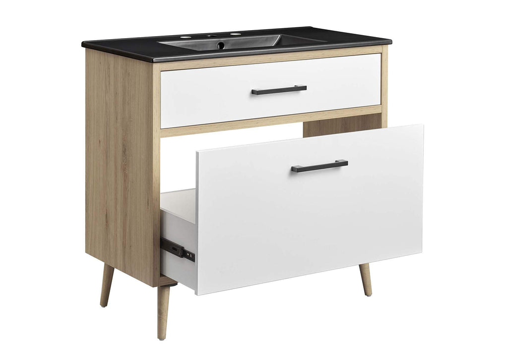 EEI-6501-BLK-OAK Maverick 36" Bathroom Vanity By Modway