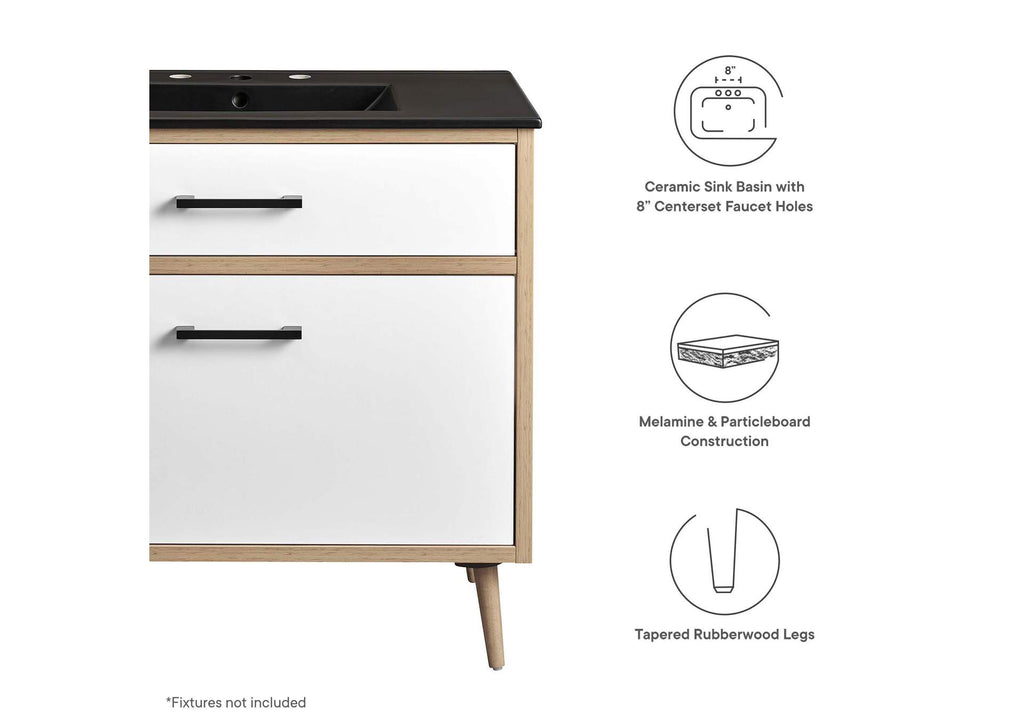 EEI-6501-BLK-OAK Maverick 36" Bathroom Vanity By Modway