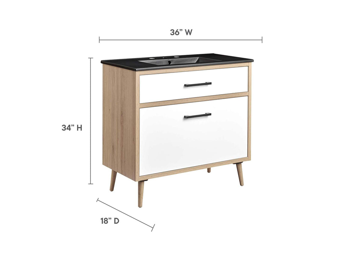 EEI-6501-BLK-OAK Maverick 36" Bathroom Vanity By Modway