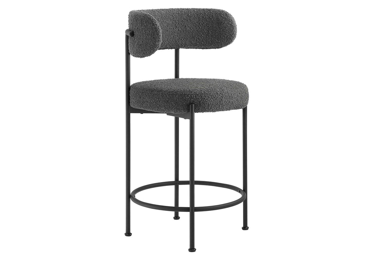 EEI-6518-CHA-BLK Albie Boucle Fabric Counter Stools Set Of 2 By Modway