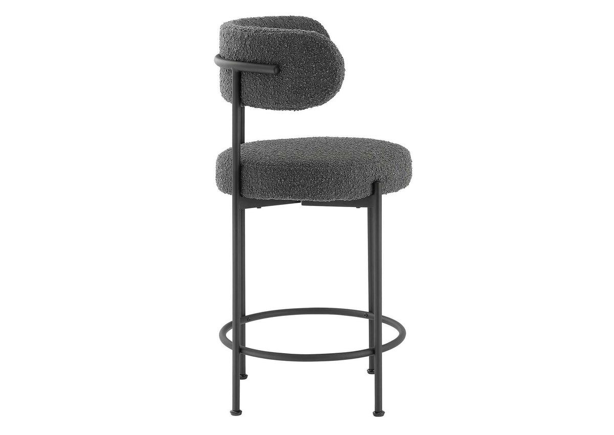 EEI-6518-CHA-BLK Albie Boucle Fabric Counter Stools Set Of 2 By Modway