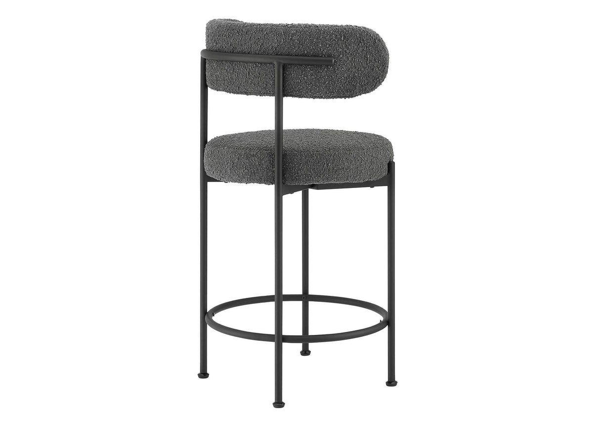 EEI-6518-CHA-BLK Albie Boucle Fabric Counter Stools Set Of 2 By Modway