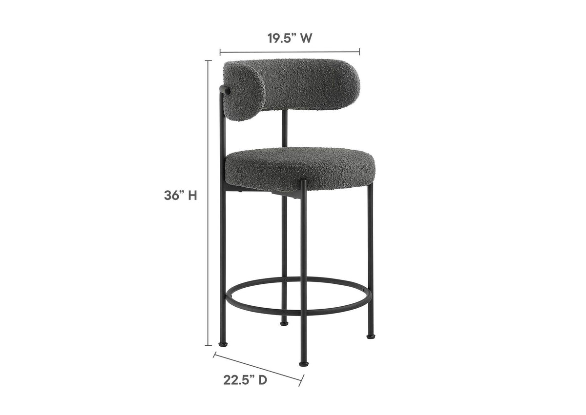 EEI-6518-CHA-BLK Albie Boucle Fabric Counter Stools Set Of 2 By Modway