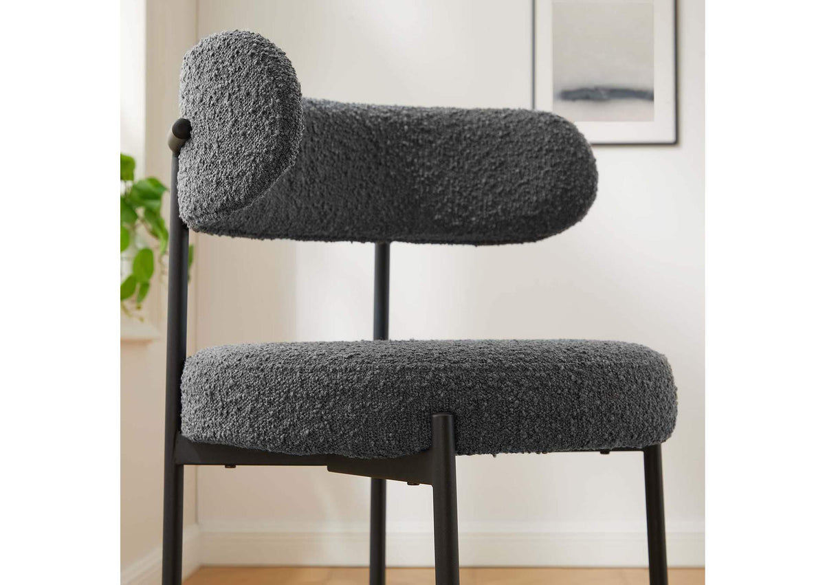EEI-6518-CHA-BLK Albie Boucle Fabric Counter Stools Set Of 2 By Modway