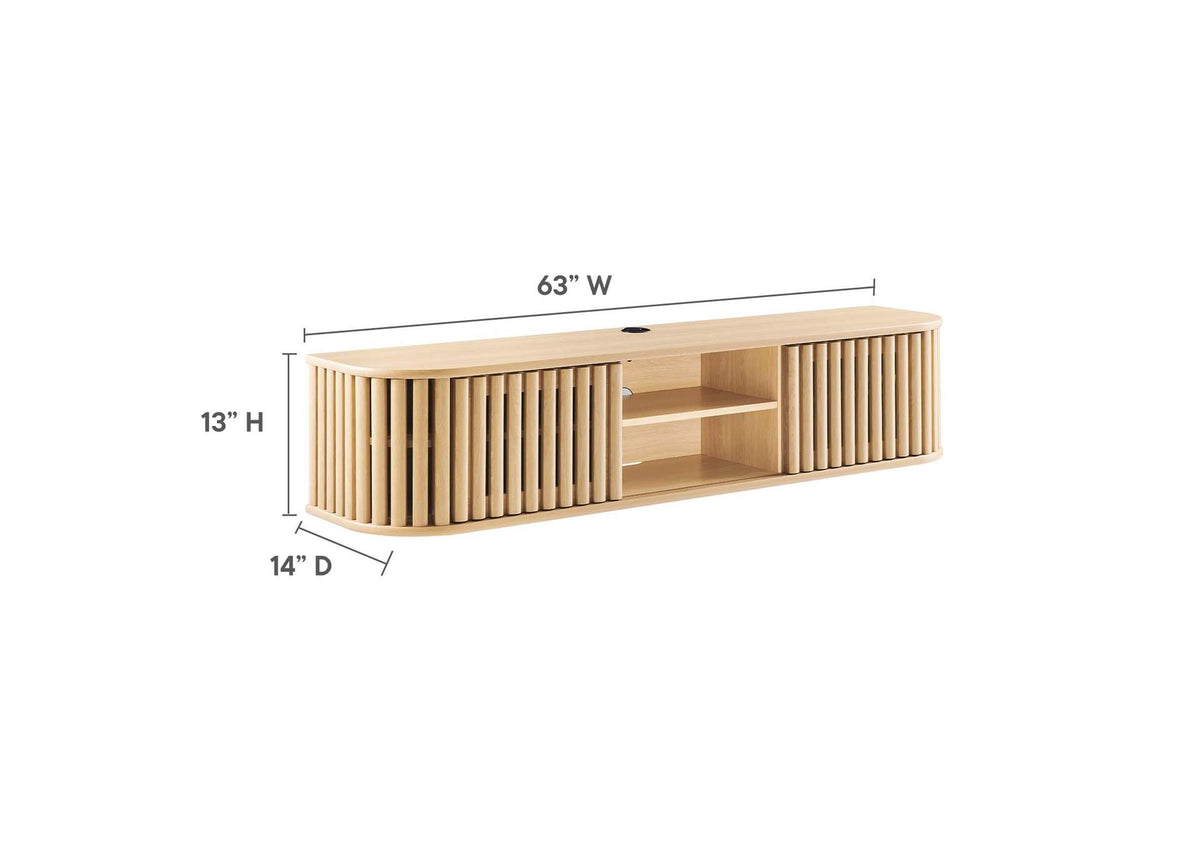 EEI-6528-OAK Fortitude 63" Wall-Mounted TV Stand By Modway
