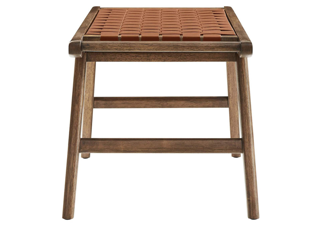 EEI-6551-WAL-BRN Saoirse 47" Faux Leather Wood Bench By Modway