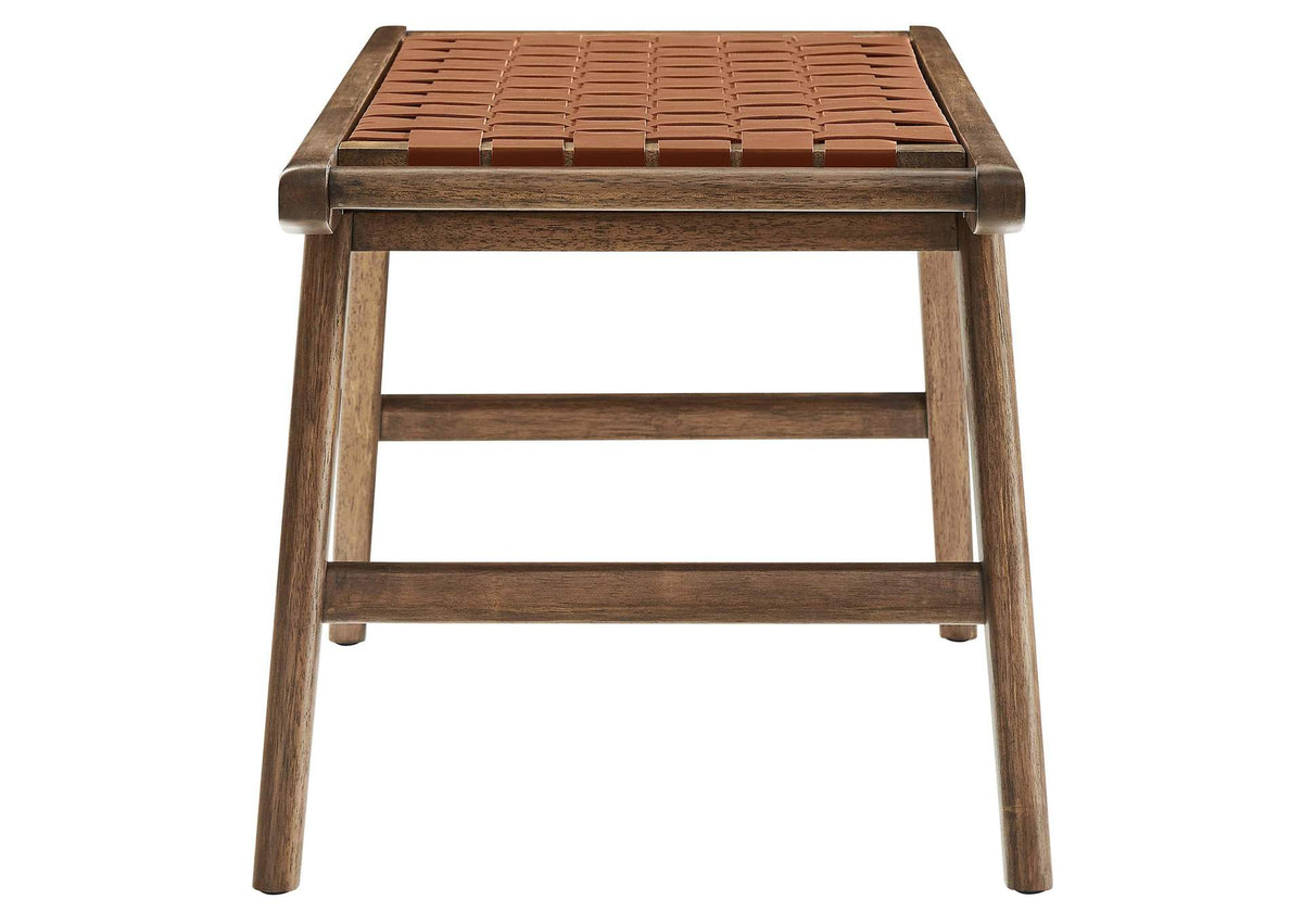 EEI-6551-WAL-BRN Saoirse 47" Faux Leather Wood Bench By Modway
