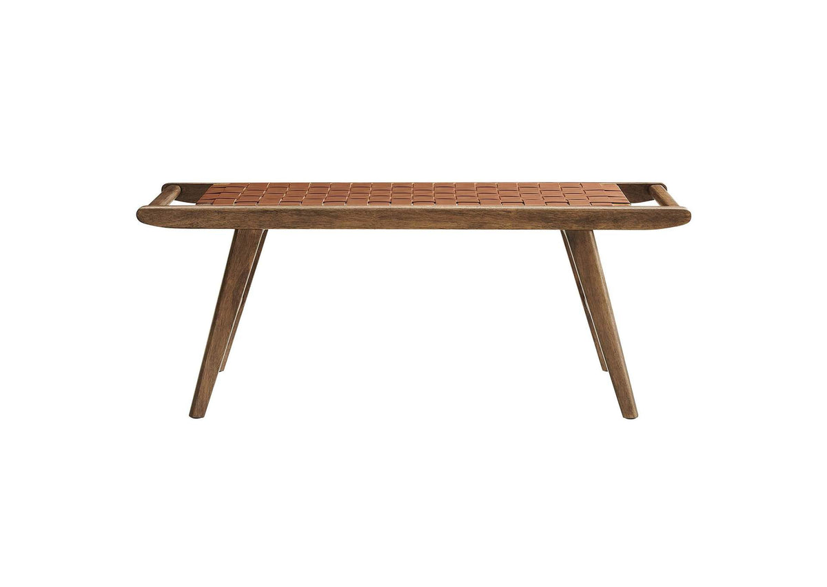 EEI-6551-WAL-BRN Saoirse 47" Faux Leather Wood Bench By Modway