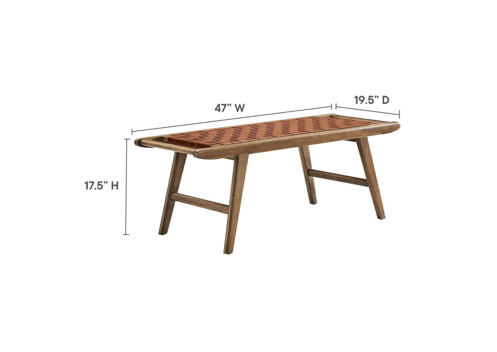 EEI-6551-WAL-BRN Saoirse 47" Faux Leather Wood Bench By Modway