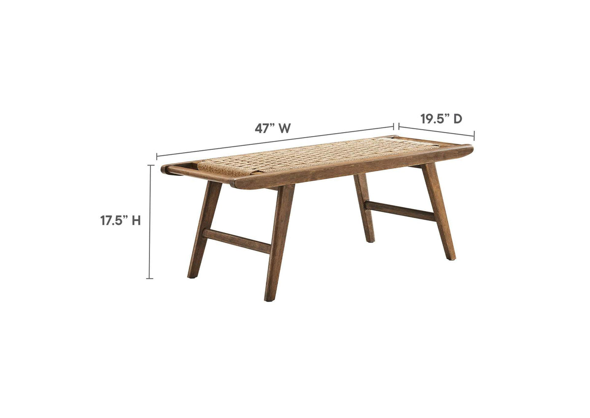 EEI-6552-WAL-NAT Saoirse 47" Wove Rope Wood Bench By Modway