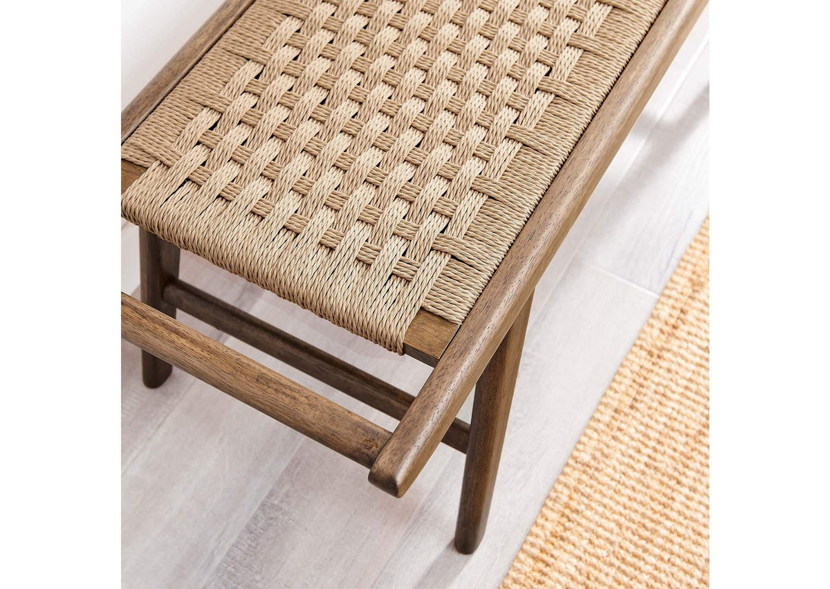 EEI-6552-WAL-NAT Saoirse 47" Wove Rope Wood Bench By Modway