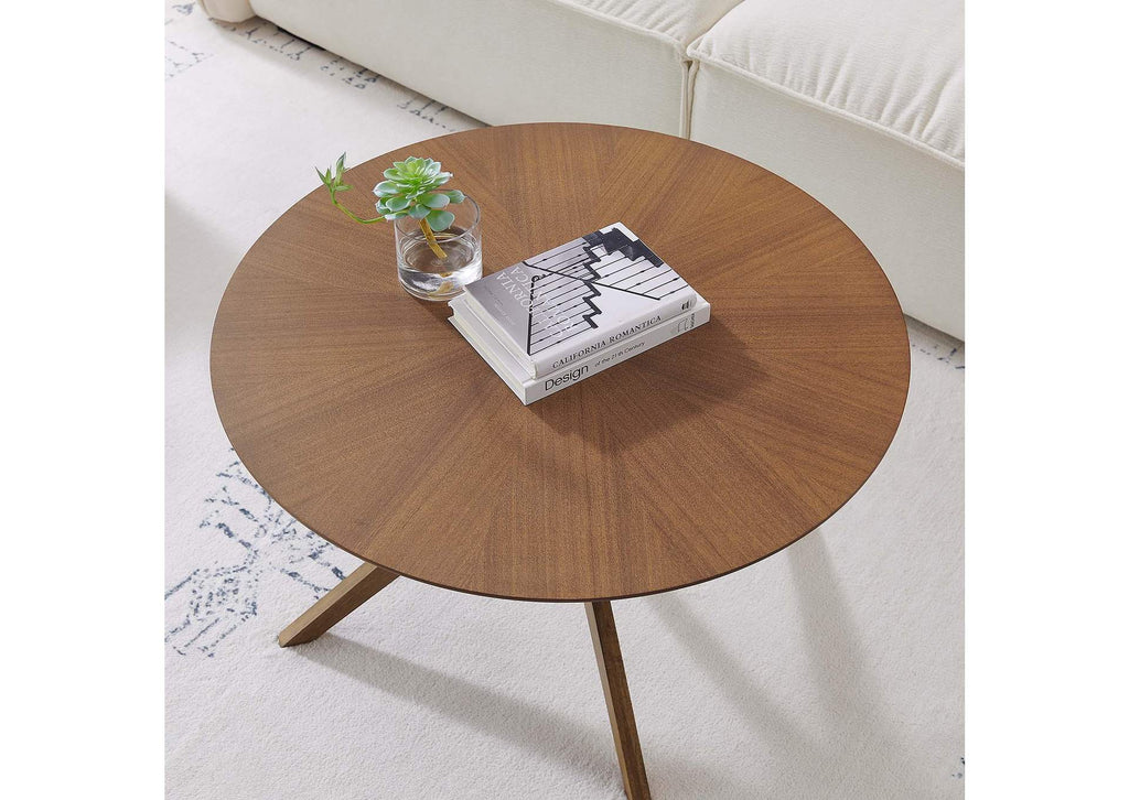 EEI-6557-WAL Crossroads Round Wood Coffee Table By Modway