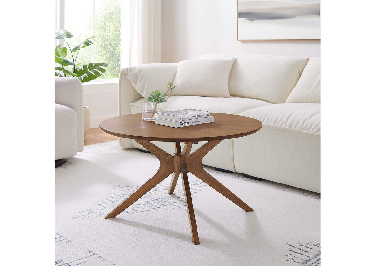 EEI-6557-WAL Crossroads Round Wood Coffee Table By Modway