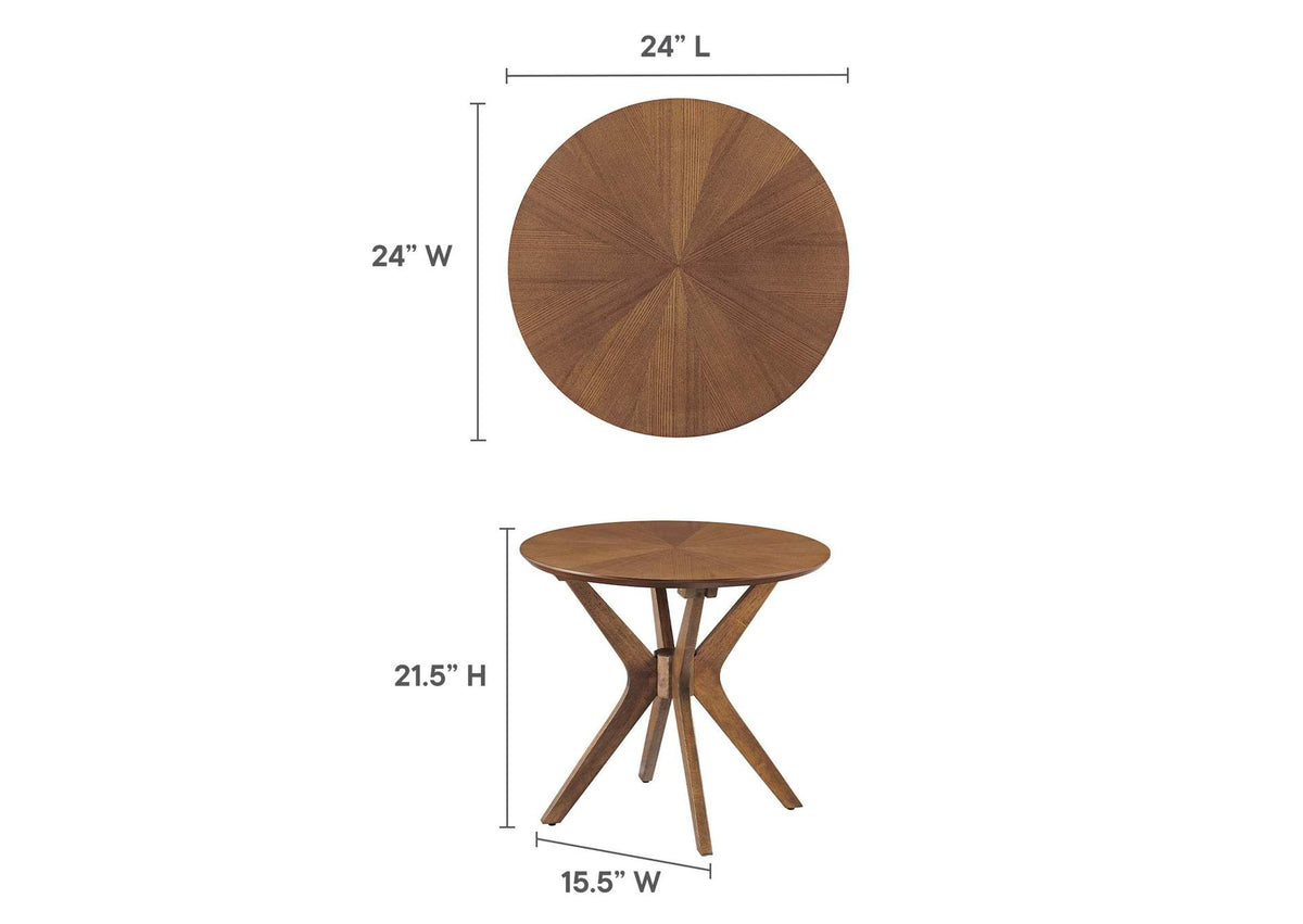 EEI-6558-WAL Crossroads 24" Round Wood Side Table By Modway