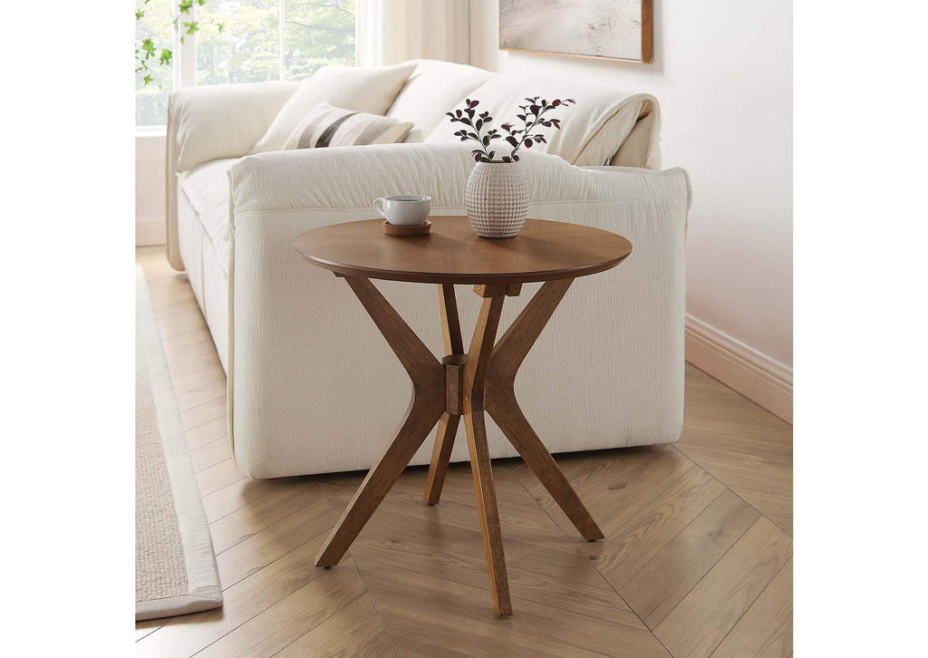 EEI-6558-WAL Crossroads 24" Round Wood Side Table By Modway