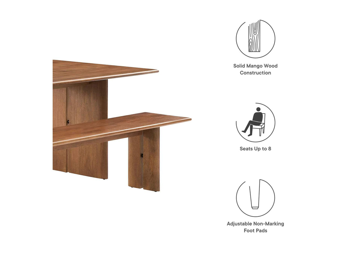 EEI-6560-WAL Amistad 86" Wood Dining Table And Bench Set By Modway