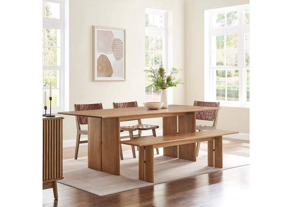 EEI-6560-WAL Amistad 86" Wood Dining Table And Bench Set By Modway