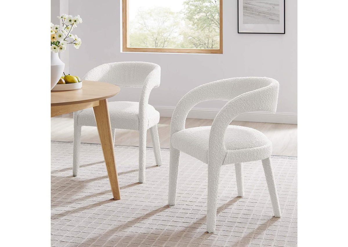 EEI-6562-IVO Pinnacle Boucle Upholstered Dining Chair Set Of 2 By Modway