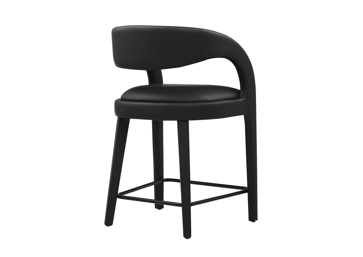 EEI-6564-BLK-BLK Pinnacle Vegan Leather Counter Stool Set Of 2 By Modway