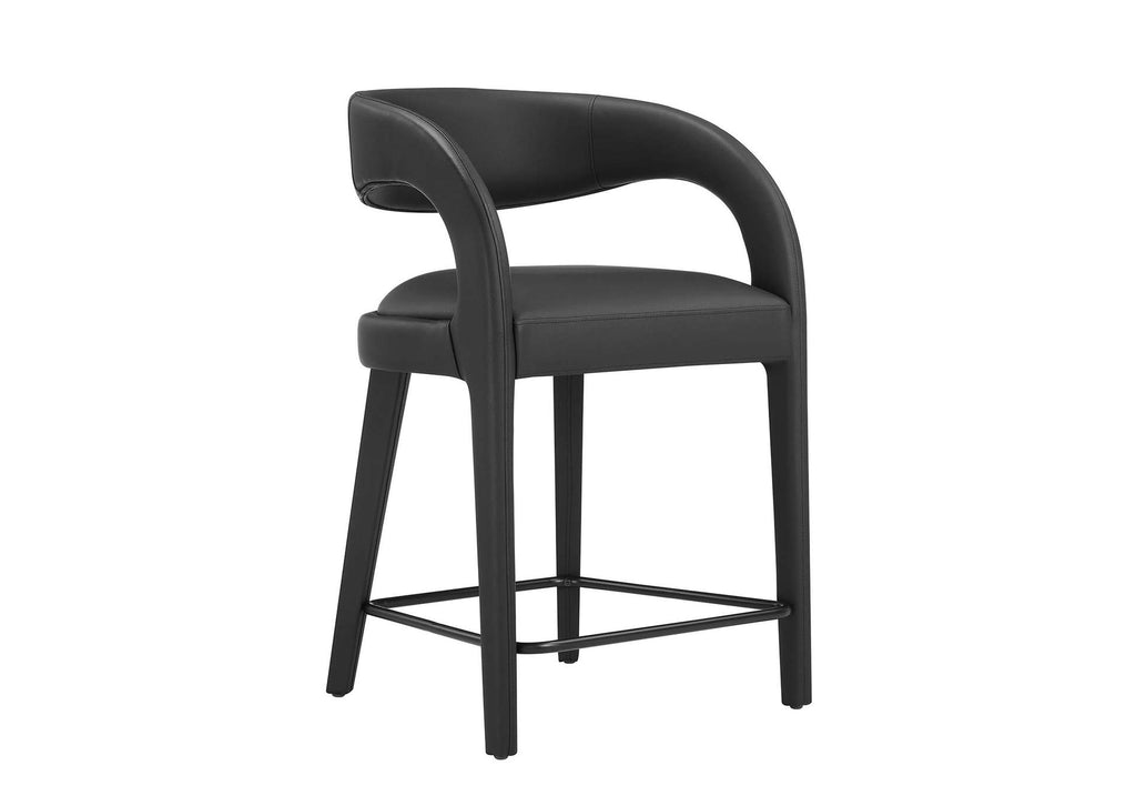 EEI-6564-BLK-BLK Pinnacle Vegan Leather Counter Stool Set Of 2 By Modway