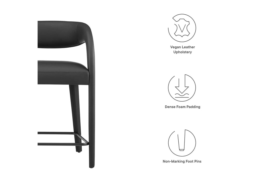 EEI-6564-BLK-BLK Pinnacle Vegan Leather Counter Stool Set Of 2 By Modway