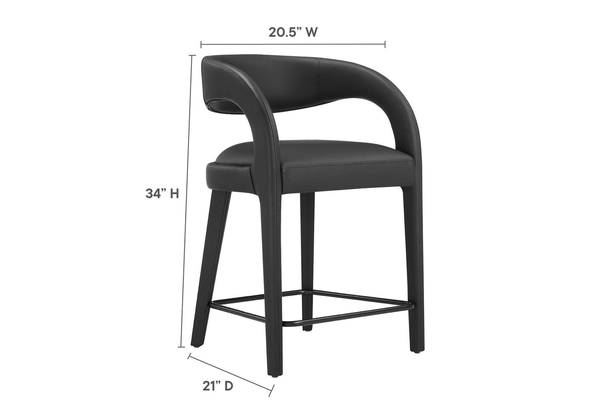 EEI-6564-BLK-BLK Pinnacle Vegan Leather Counter Stool Set Of 2 By Modway
