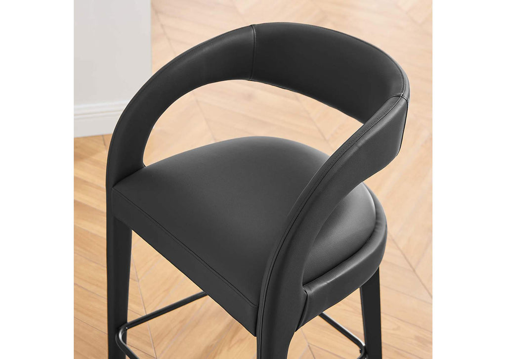 EEI-6564-BLK-BLK Pinnacle Vegan Leather Counter Stool Set Of 2 By Modway