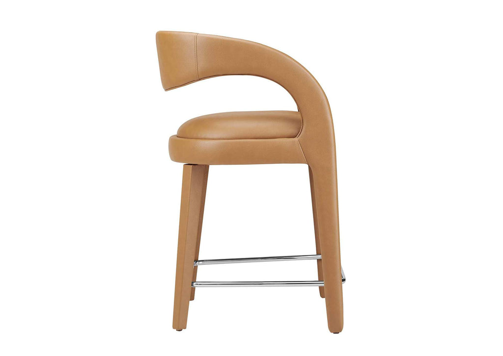 EEI-6564-TAN-SLV Pinnacle Vegan Leather Counter Stool Set Of 2 By Modway