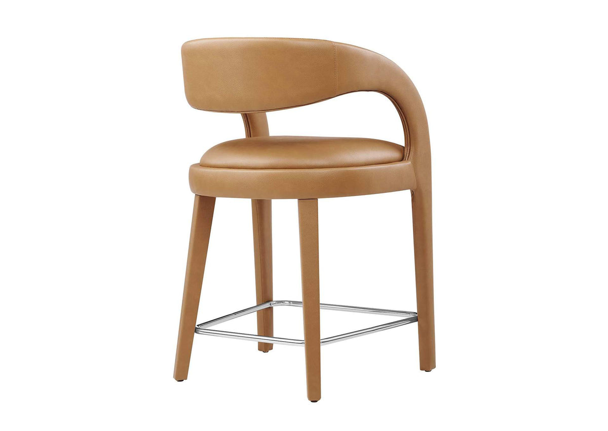 EEI-6564-TAN-SLV Pinnacle Vegan Leather Counter Stool Set Of 2 By Modway