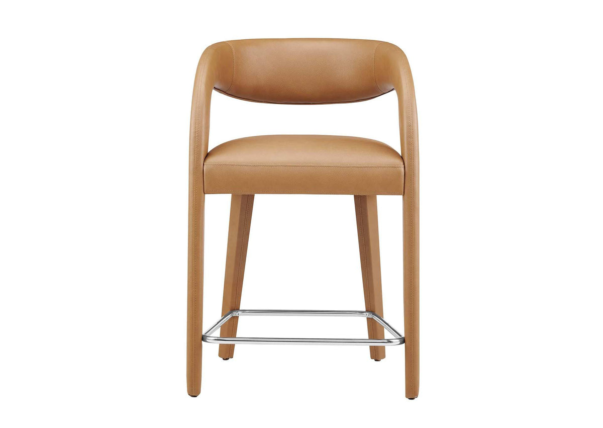 EEI-6564-TAN-SLV Pinnacle Vegan Leather Counter Stool Set Of 2 By Modway