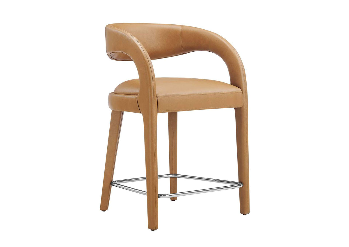 EEI-6564-TAN-SLV Pinnacle Vegan Leather Counter Stool Set Of 2 By Modway