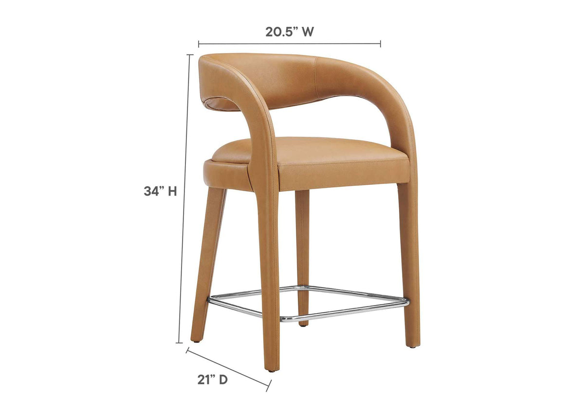 EEI-6564-TAN-SLV Pinnacle Vegan Leather Counter Stool Set Of 2 By Modway
