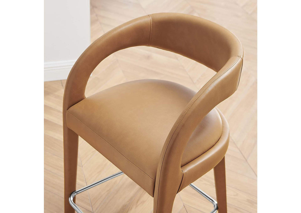 EEI-6564-TAN-SLV Pinnacle Vegan Leather Counter Stool Set Of 2 By Modway
