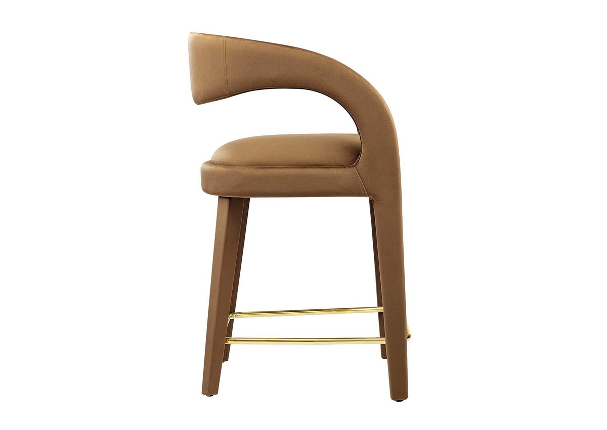EEI-6566-BRN-GLD Pinnacle Performance Velvet Counter Stool Set Of 2 By Modway