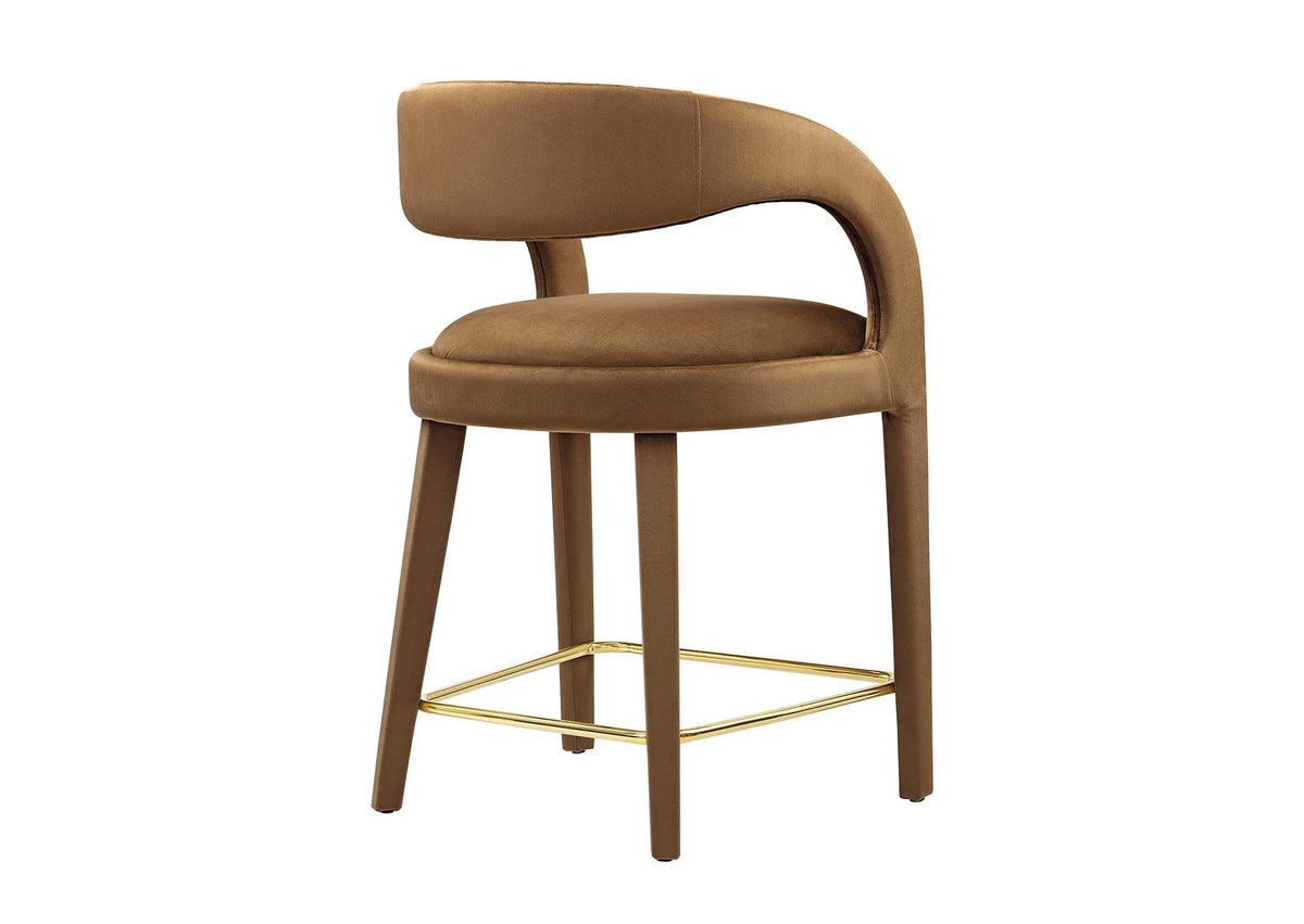 EEI-6566-BRN-GLD Pinnacle Performance Velvet Counter Stool Set Of 2 By Modway